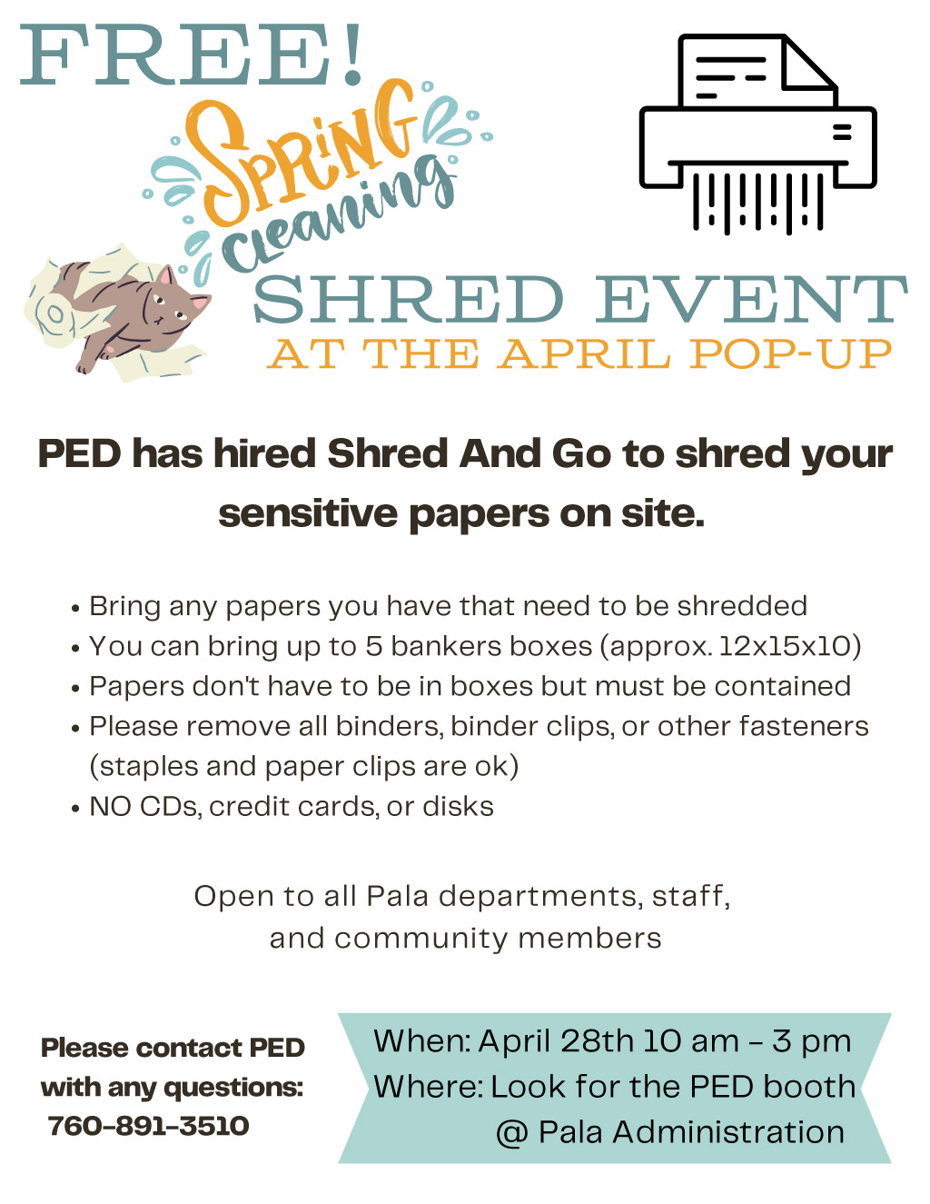 Pala Band California Environmental Department PED Planet Pala Shred Event Pop-Up