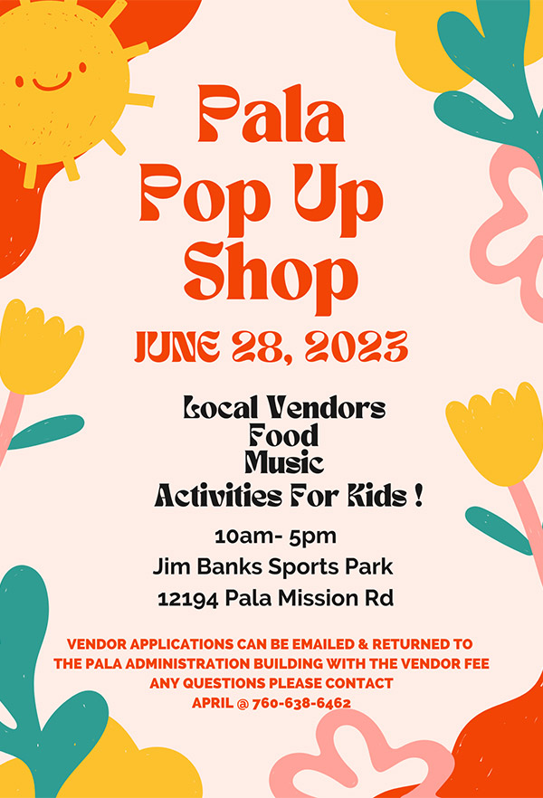 Pala Band of Mission Indians PBMI Pala Youth Center Pop Up Shop