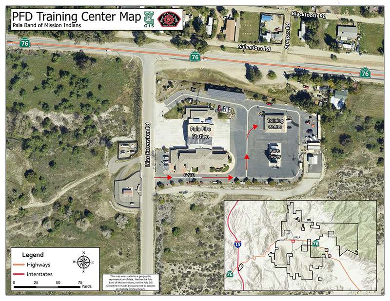 Pala Band of Mission Indians Pala Fire Department Inland Valley Community Emergency Response Team CERT PFD Training Center Map