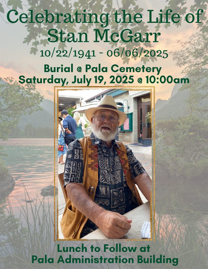 Pala Band of Mission Indians PBMI In Memoriam Stan McGarr