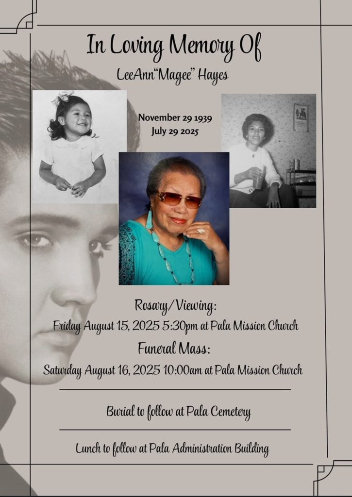 Pala Band of Mission Indians PBMI In Memoriam LeeAnn Magee Hayes