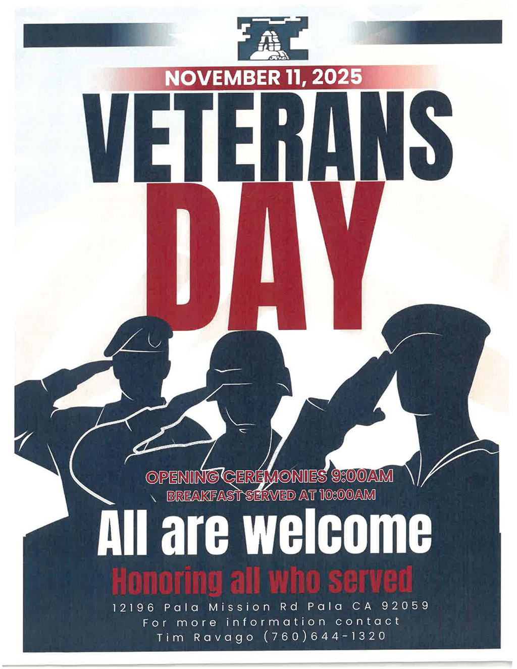 Pala Band of Mission Indians Veterans Day Celebration Pala California