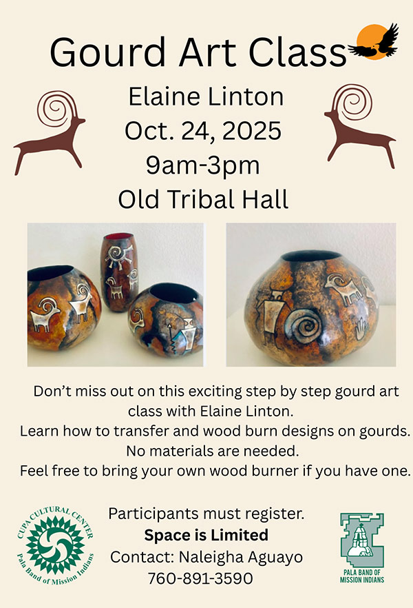 Pala Band California Cupa Cultural Center Event Gourd Art Class Elaine Linton