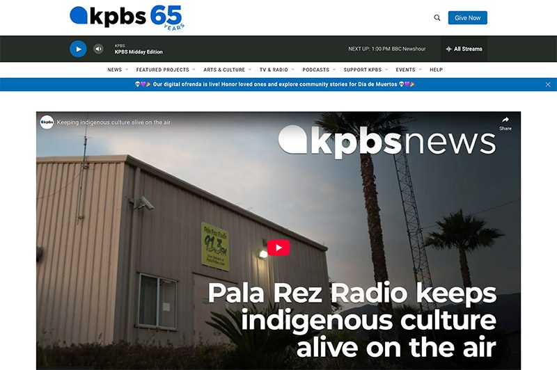 Pala Band of Mission Indians PMBI Article Pala Rez Radip John Fox Eric Ortega KPBS News